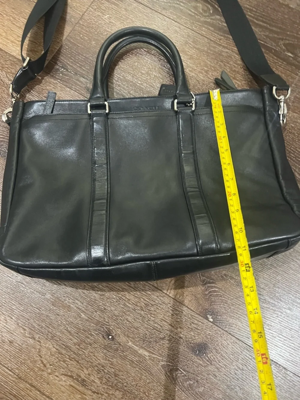 Coach Perry Black Leather messenger Men’s Briefcase Tote Professional Carryall
